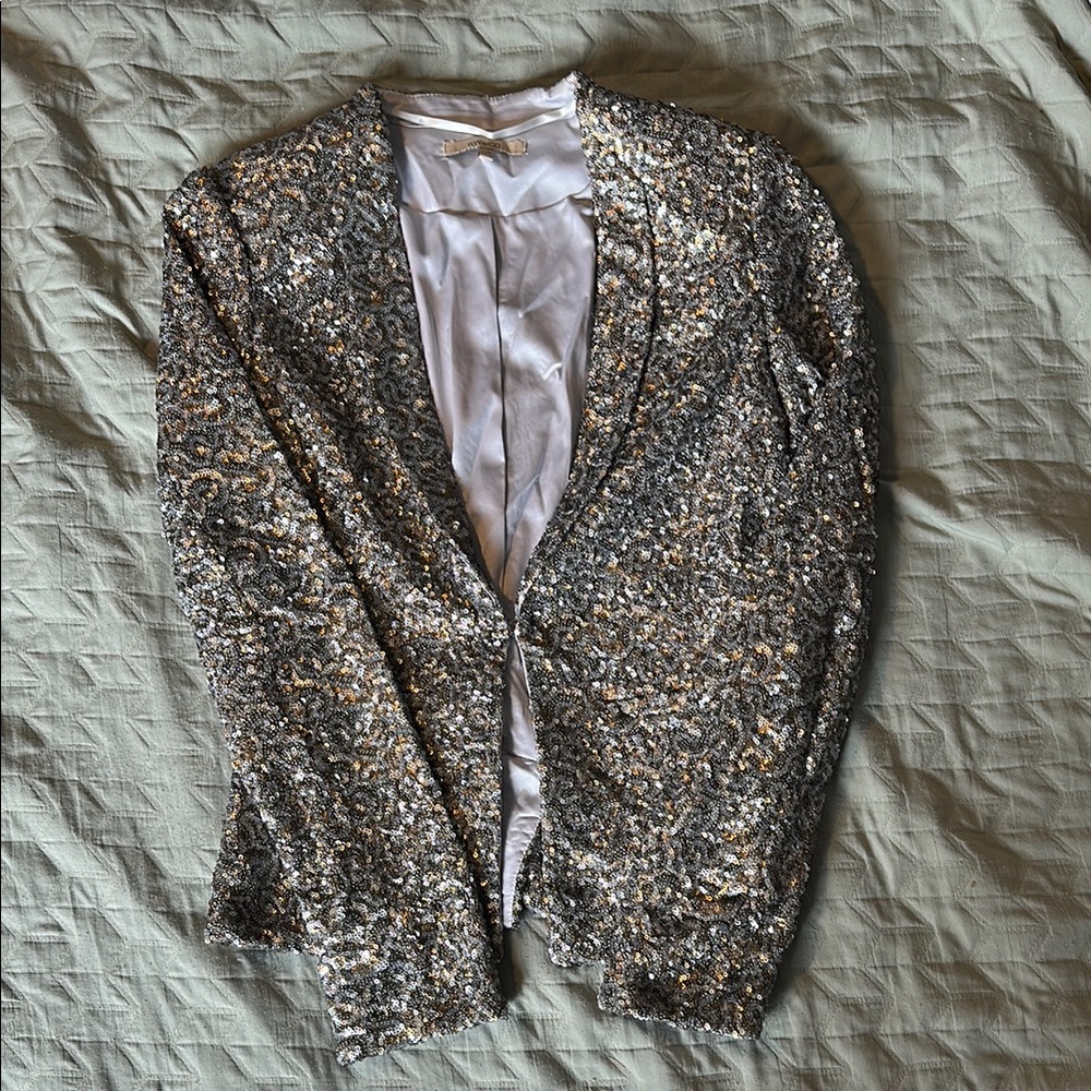 RW&CO Silver Sequin Blazer for Special Occasions